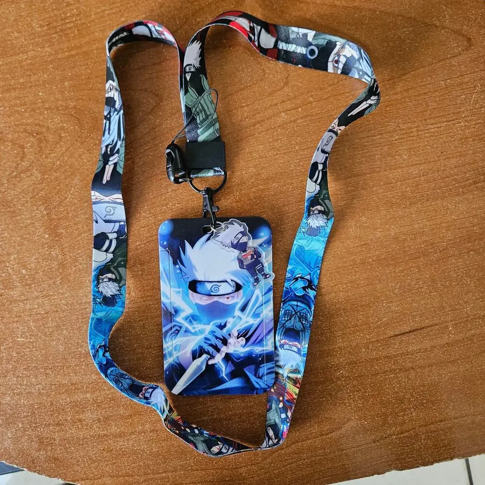 Naruto Kakashi Lightning Blade Lanyard with Badge Holder & Charm